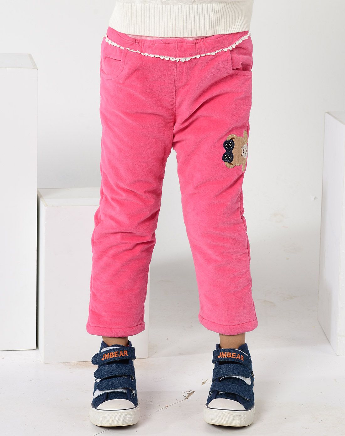 女小童玫红棉裤