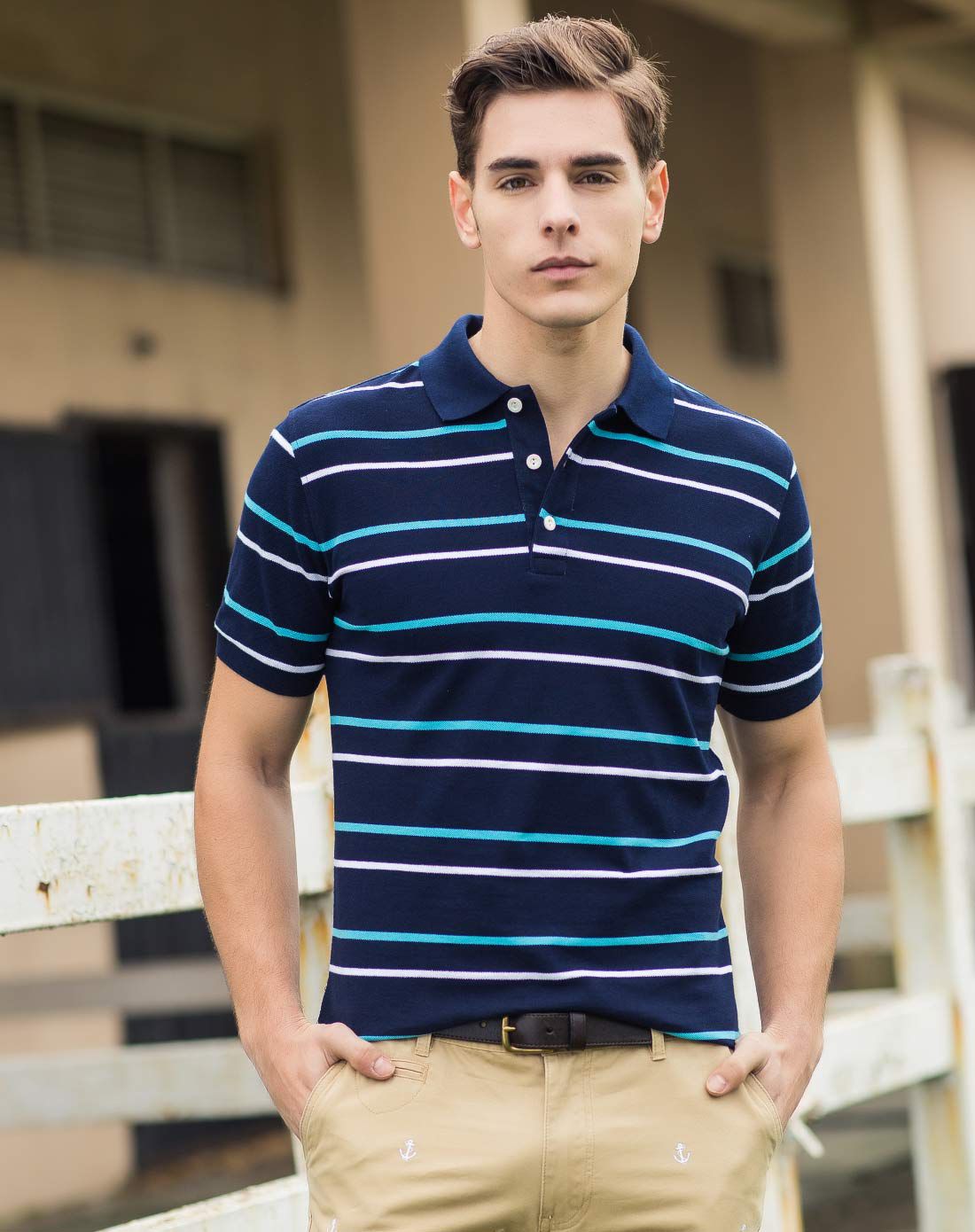 杰米克jenmick男装专场 美式经典条纹精英都市风polo衫