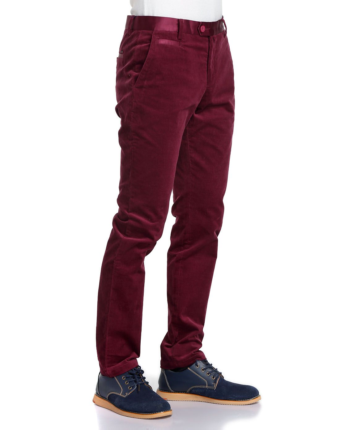暗红色绅士型格休闲长裤