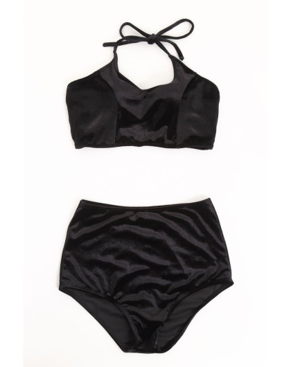 rinorino. 近藤千寻同款 分体泳衣女 新款小胸绒面比基尼度假沙滩泳装