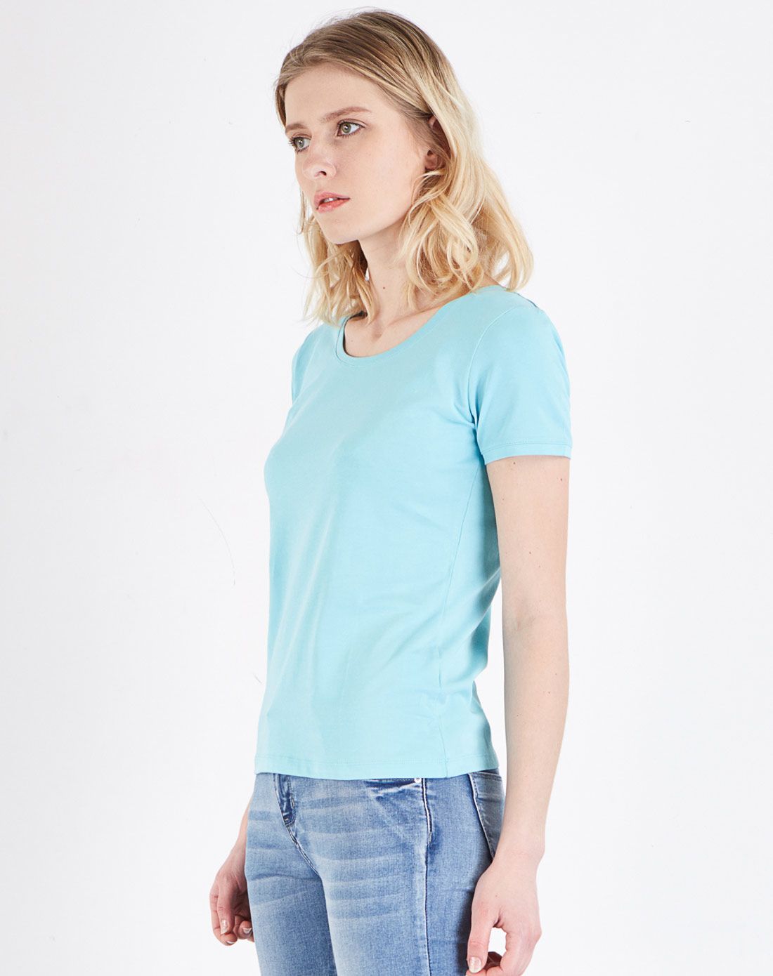 水鸭蓝时尚基础款百搭圆领短袖t恤