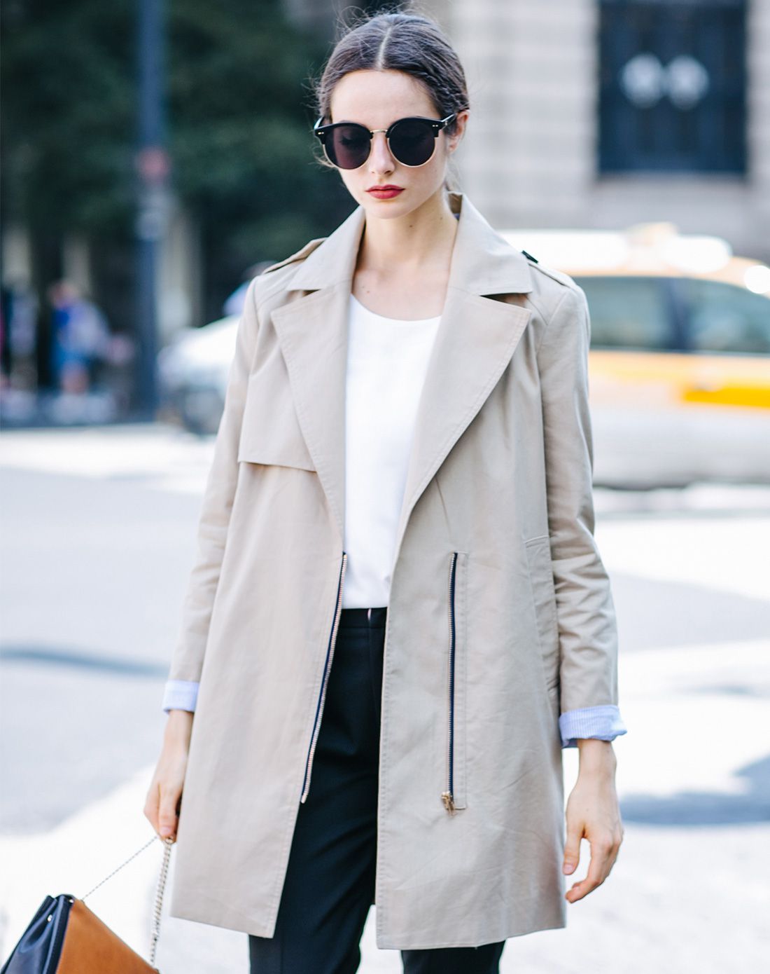 女款驼色h型廓形风衣