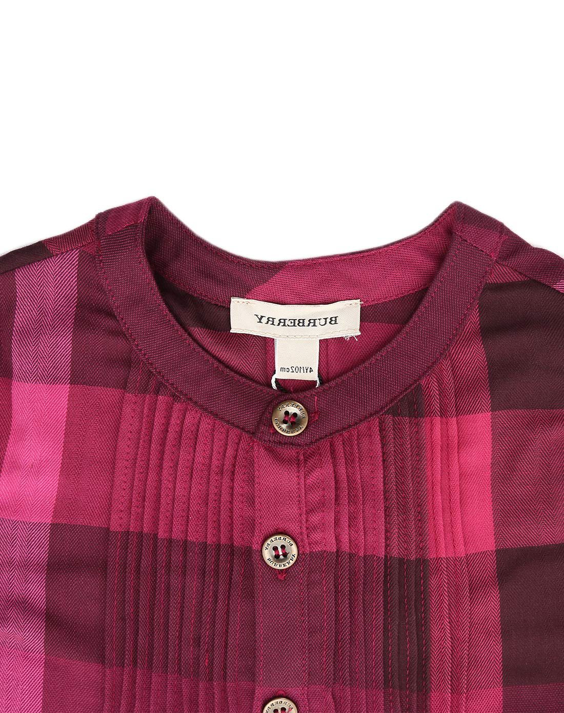 burberry baby6-12岁女童紫红色连身裙
