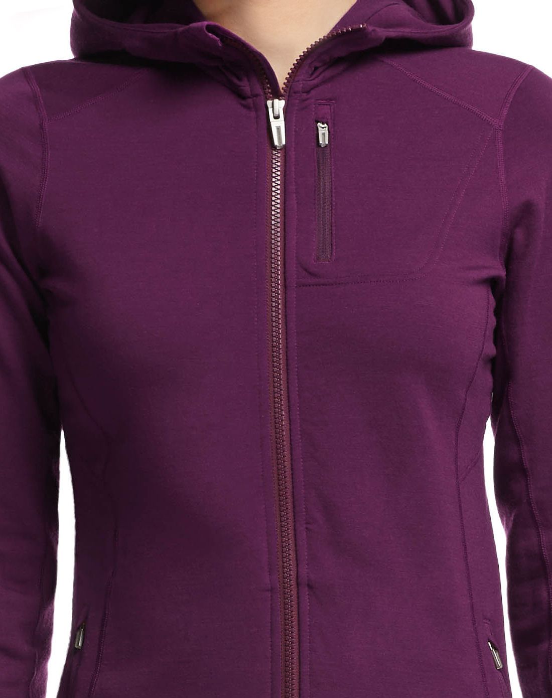 icebreaker户外男女秋款专场女士深紫色连帽户外休闲外