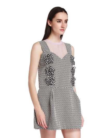 diamond dazzle气质黑白格无袖连衣裙152o20218_唯品会