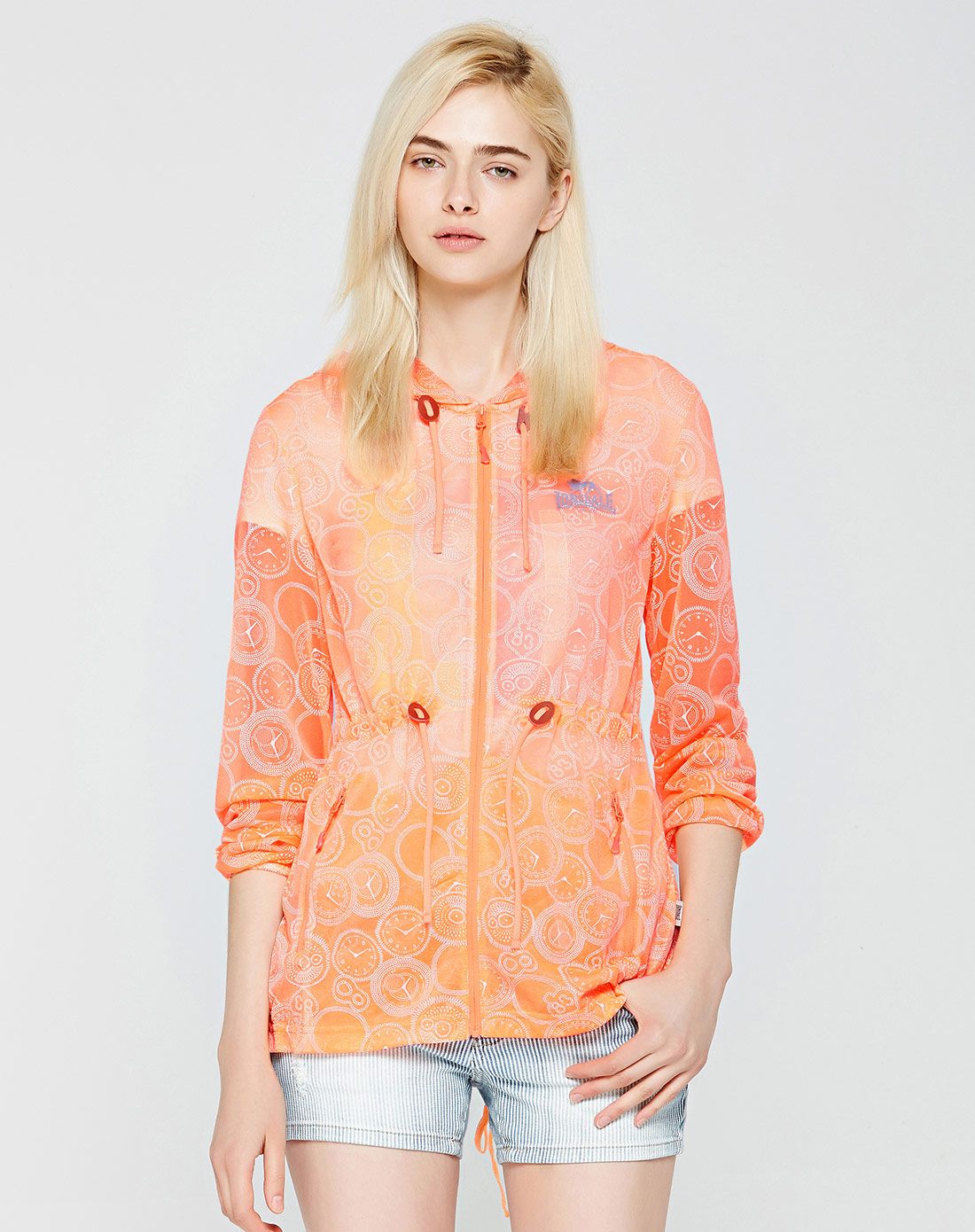 时尚花纹 亲肤质感 女款粉桔皮肤衣