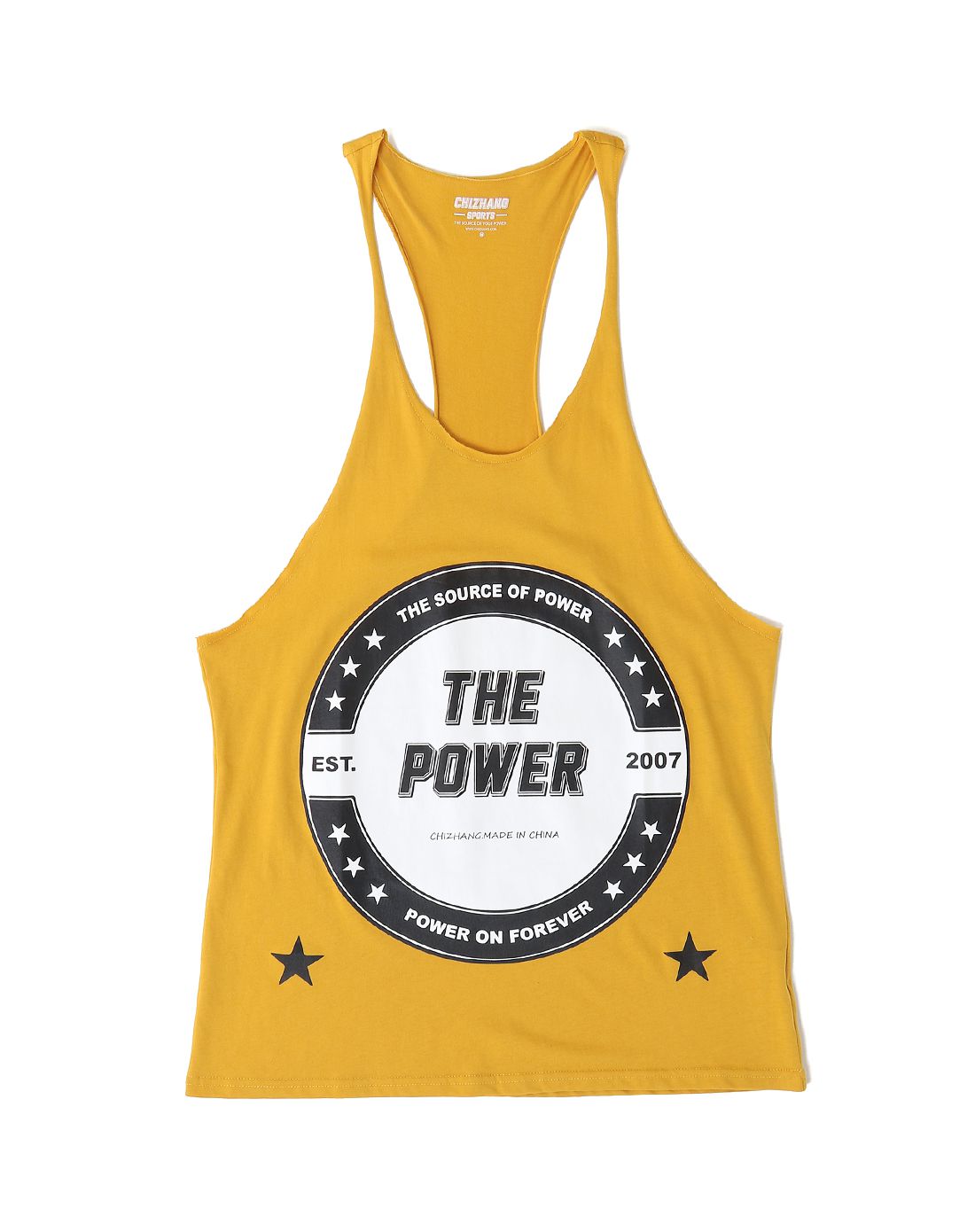 情侣款黄配白色英文字体图案时尚背心