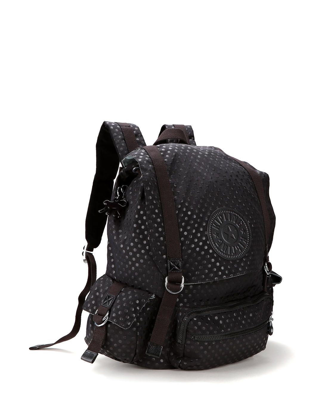 kipling猴子黑色波点纹双肩背包