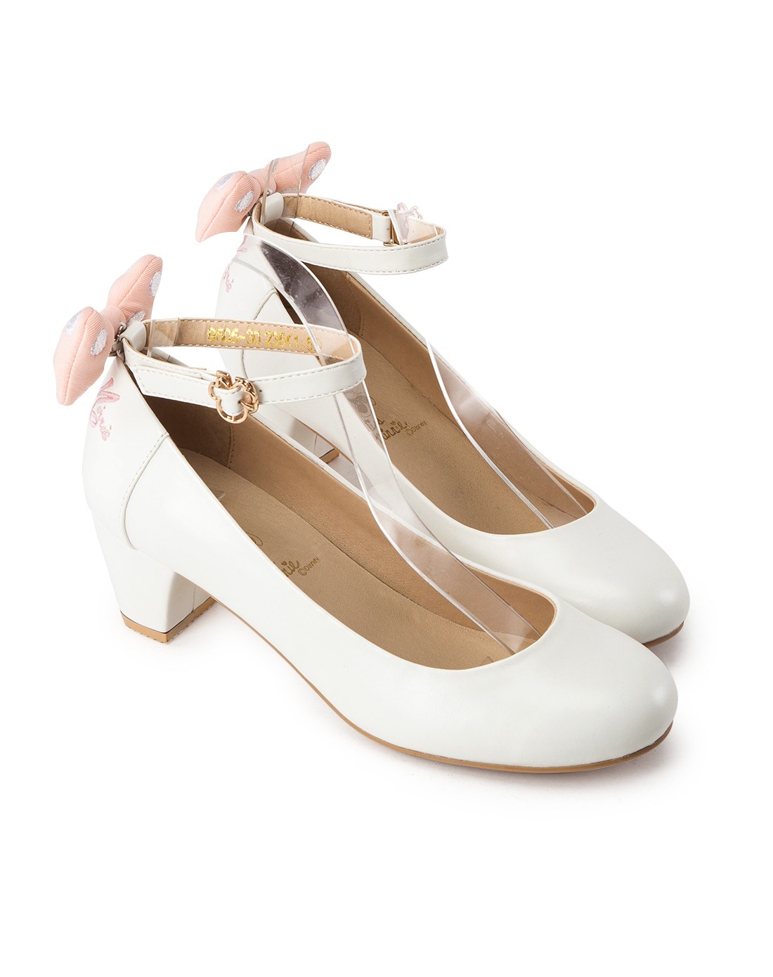 grace gift女鞋专场 迪士尼 白色 米妮立体蝴蝶结绕踝跟鞋