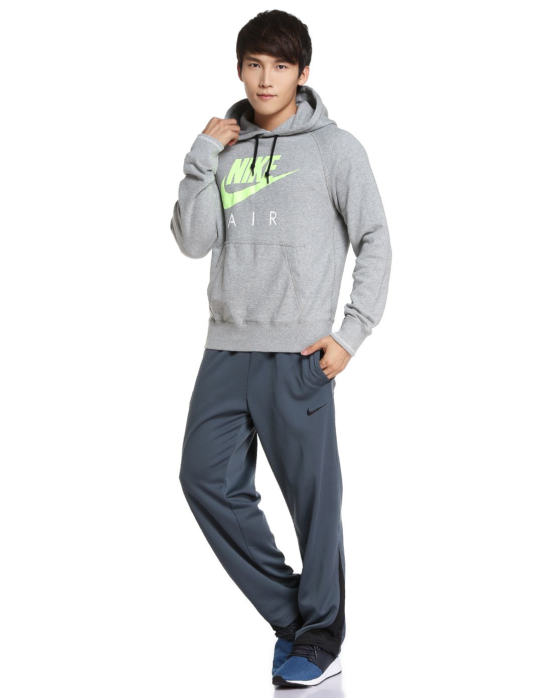 运动休闲系列 男款灰色连帽卫衣