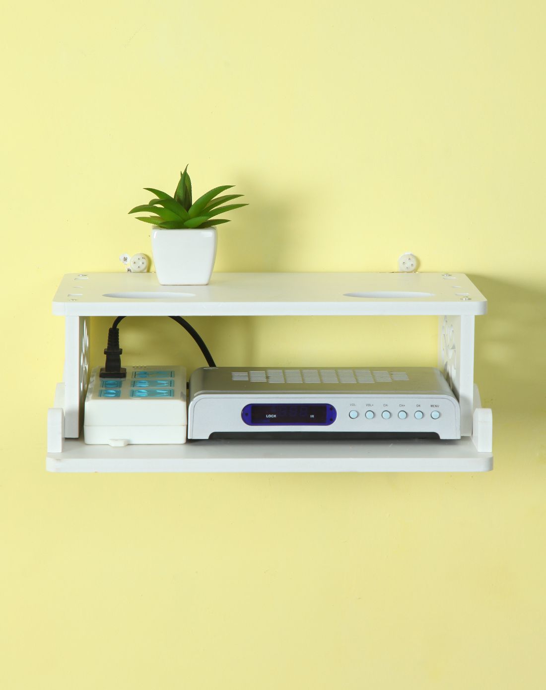 创意两层机顶盒收纳架白色