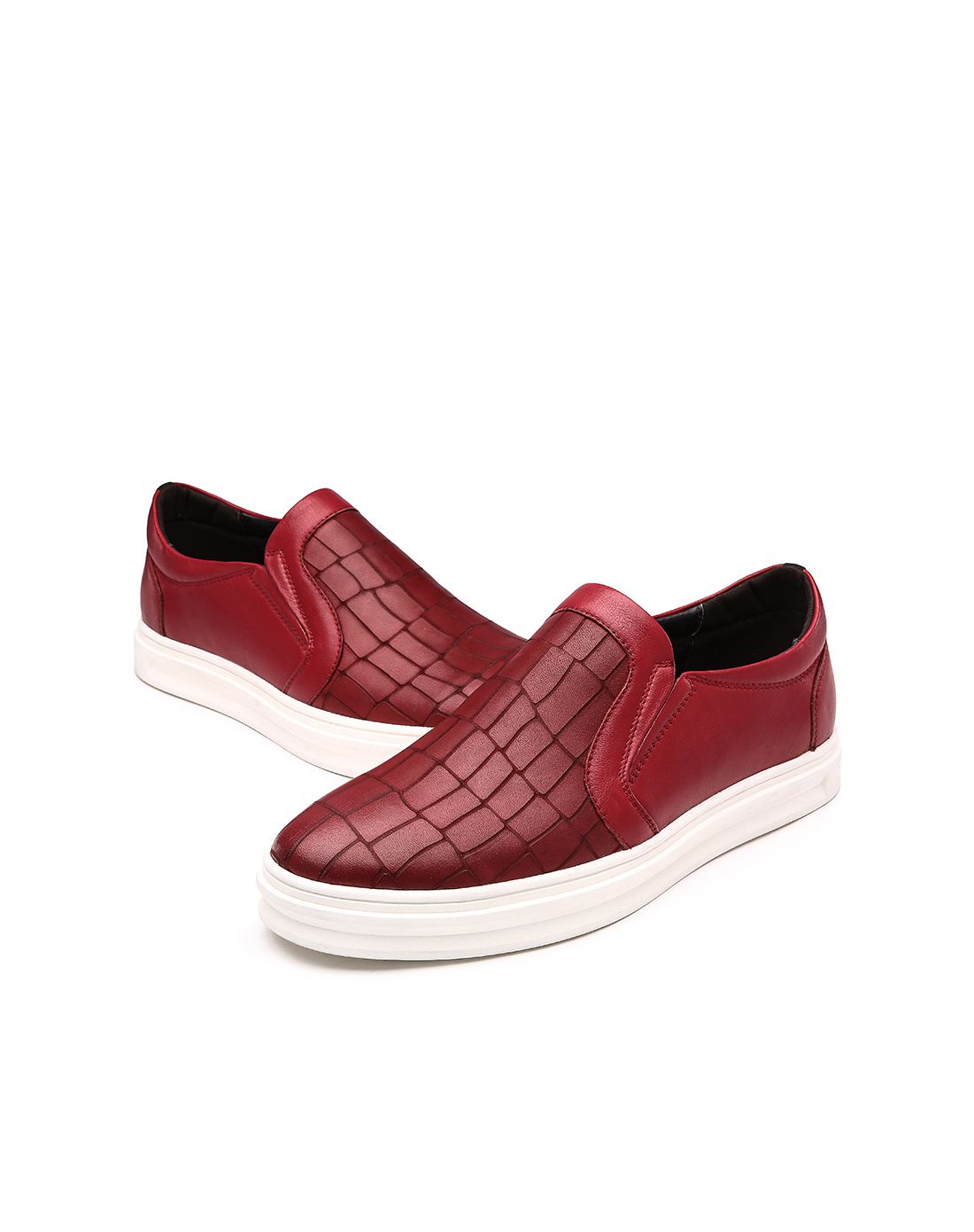 红蜻蜓red dragonfly红色牛皮革百搭男款休闲单鞋wta61552_唯品会