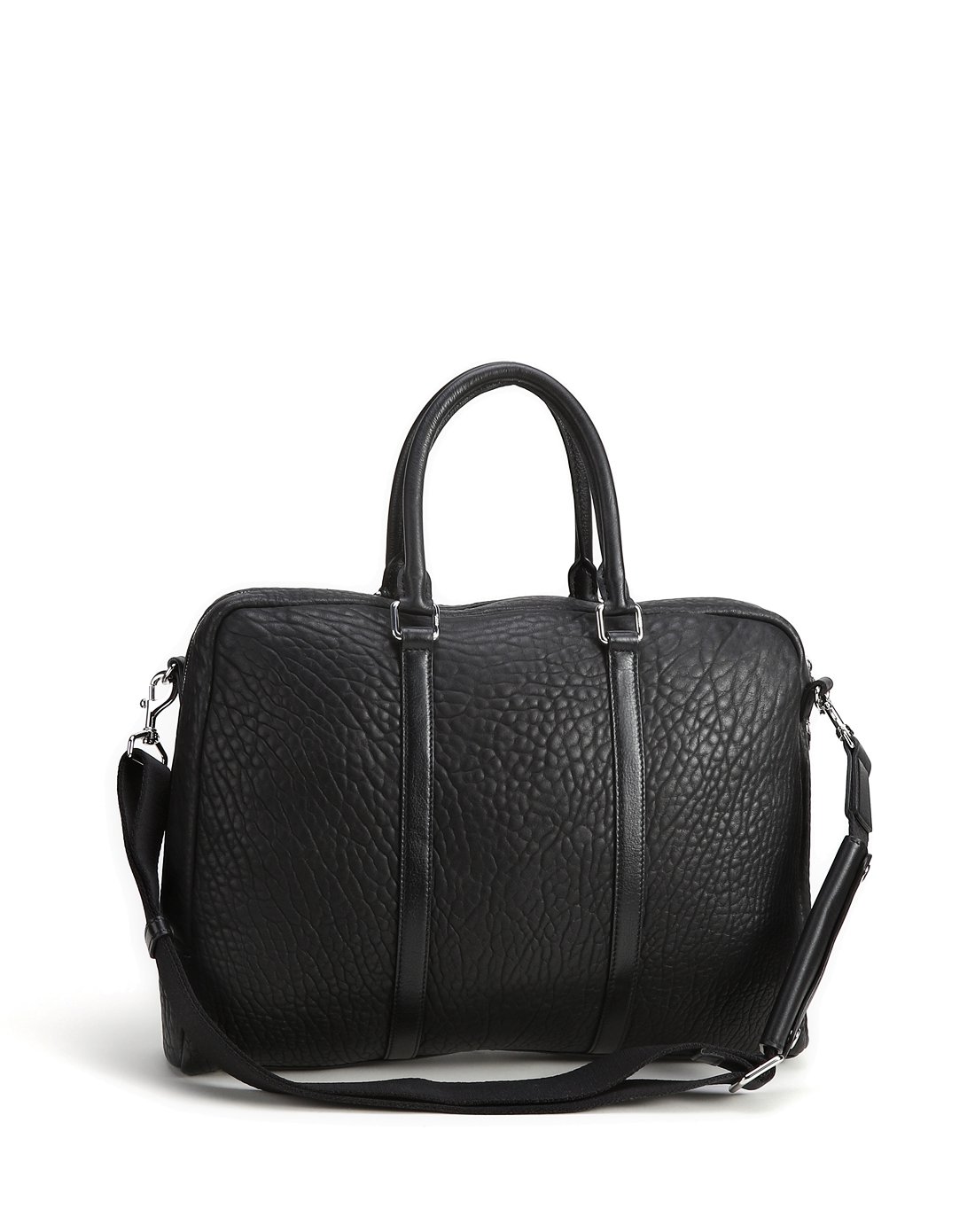 mcm男款黑色压纹羊皮手提公文包