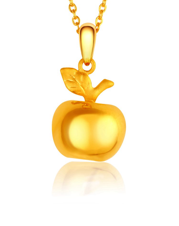 mclon 足金【平安果】3d硬金工艺吊坠 约2.2克