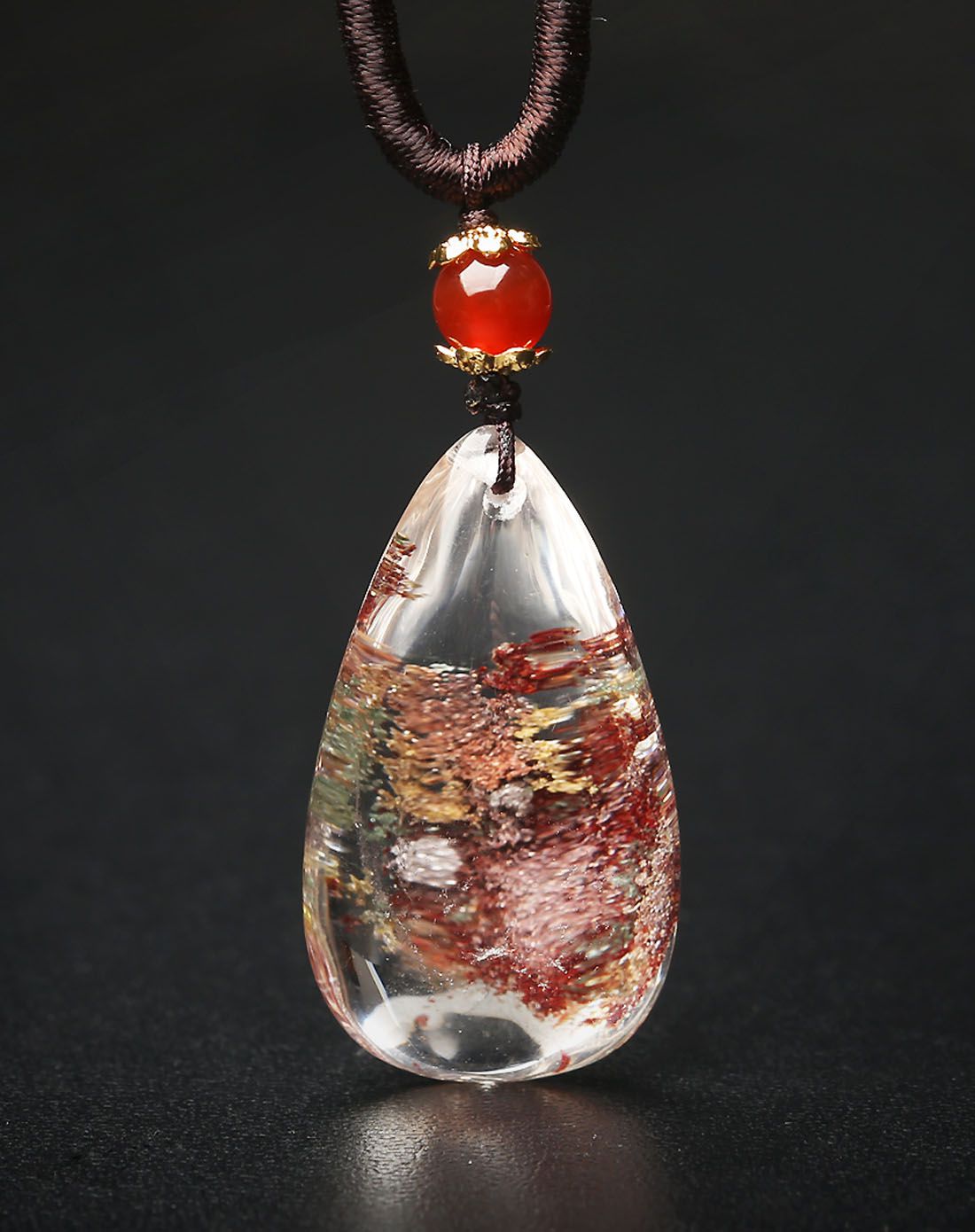 王廷 多款可选山水画幽灵石吊坠附证书