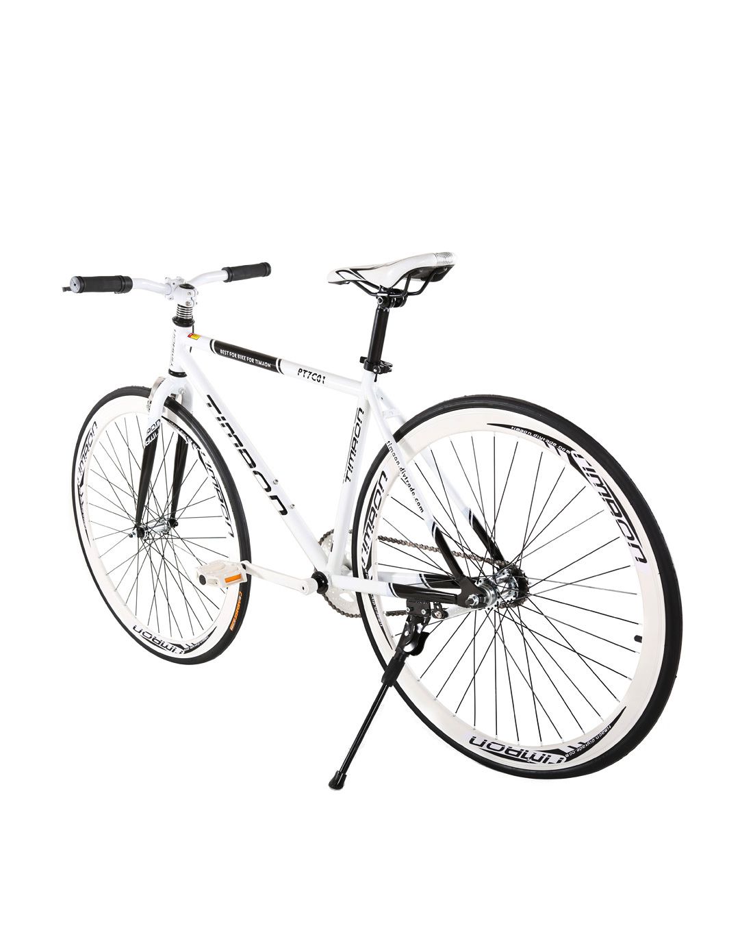 timaon 700c黑白色时尚单速40刀圈倒刹公路车tm27h40