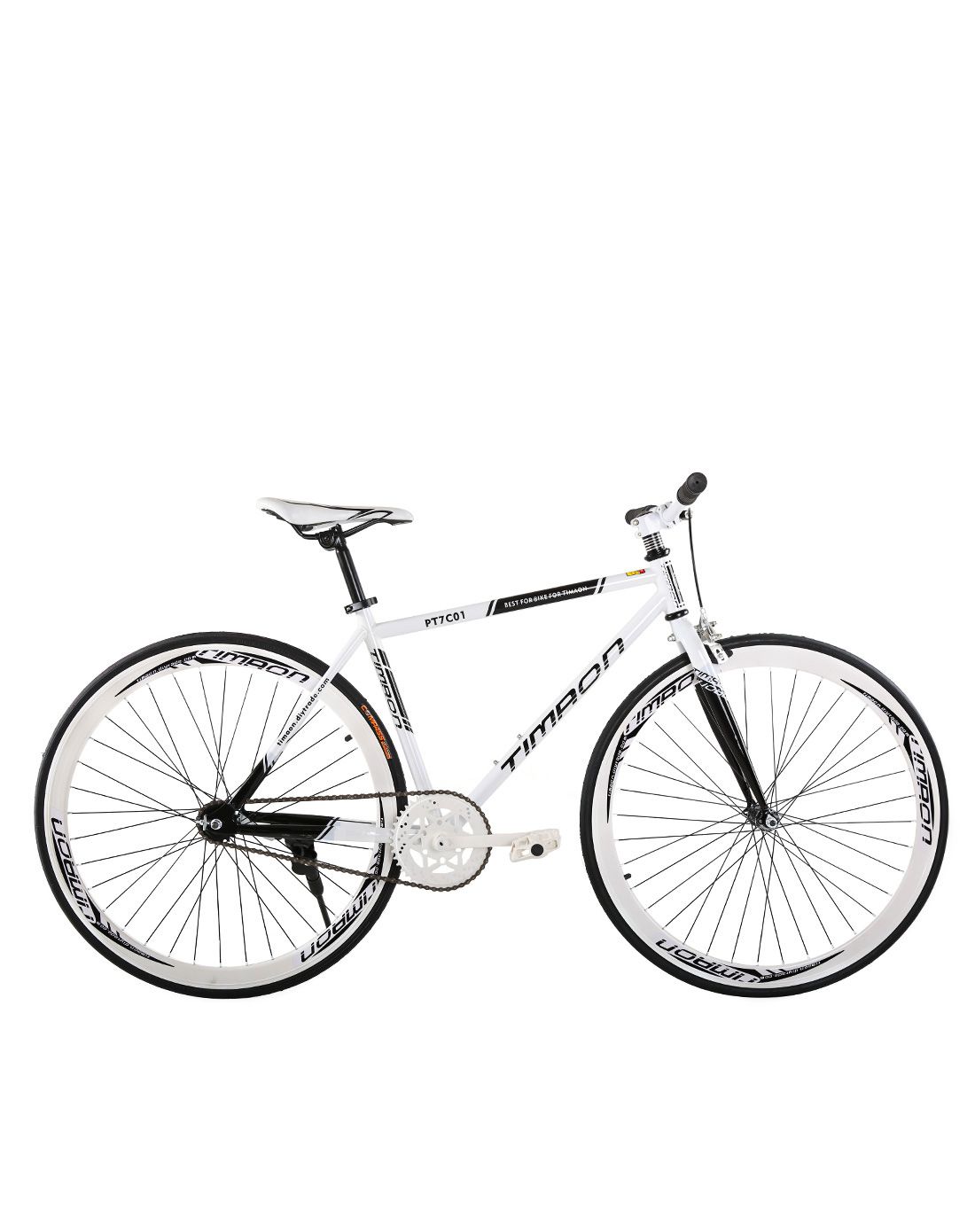 timaon 700c黑白色时尚单速40刀圈倒刹公路车tm27h40