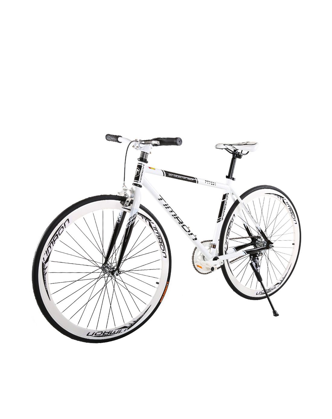 timaon 700c黑白色时尚单速40刀圈倒刹公路车tm27h40