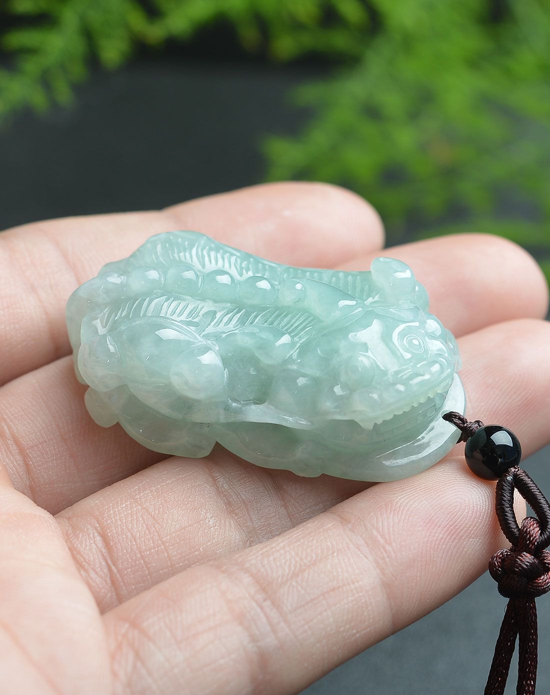 亿珍阁 天然冰糯种翡翠精雕貔貅挂件含配绳(附证书)