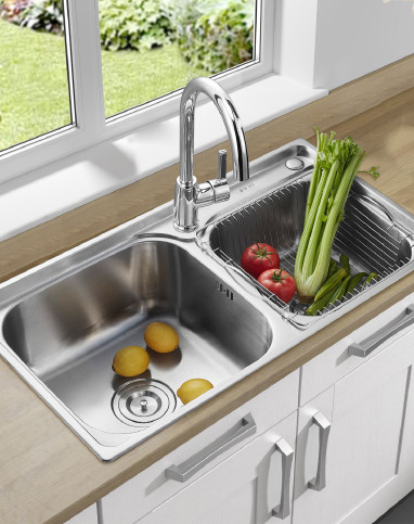 厨房水槽不锈钢双槽洗菜盆 配龙头水槽套装