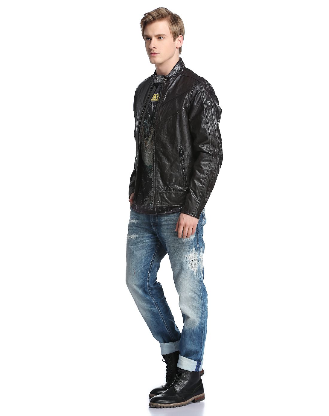 diesel深啡色帅气气质长袖皮衣00sjqu0sagj73pa_唯品会