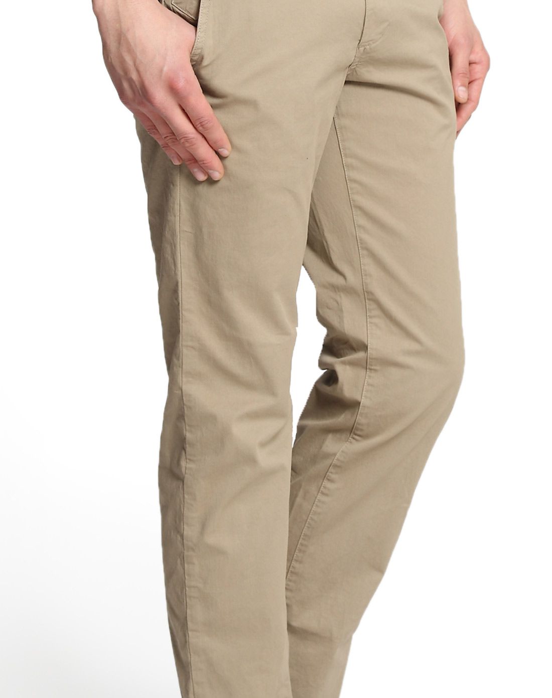 灰卡其休闲直筒长裤