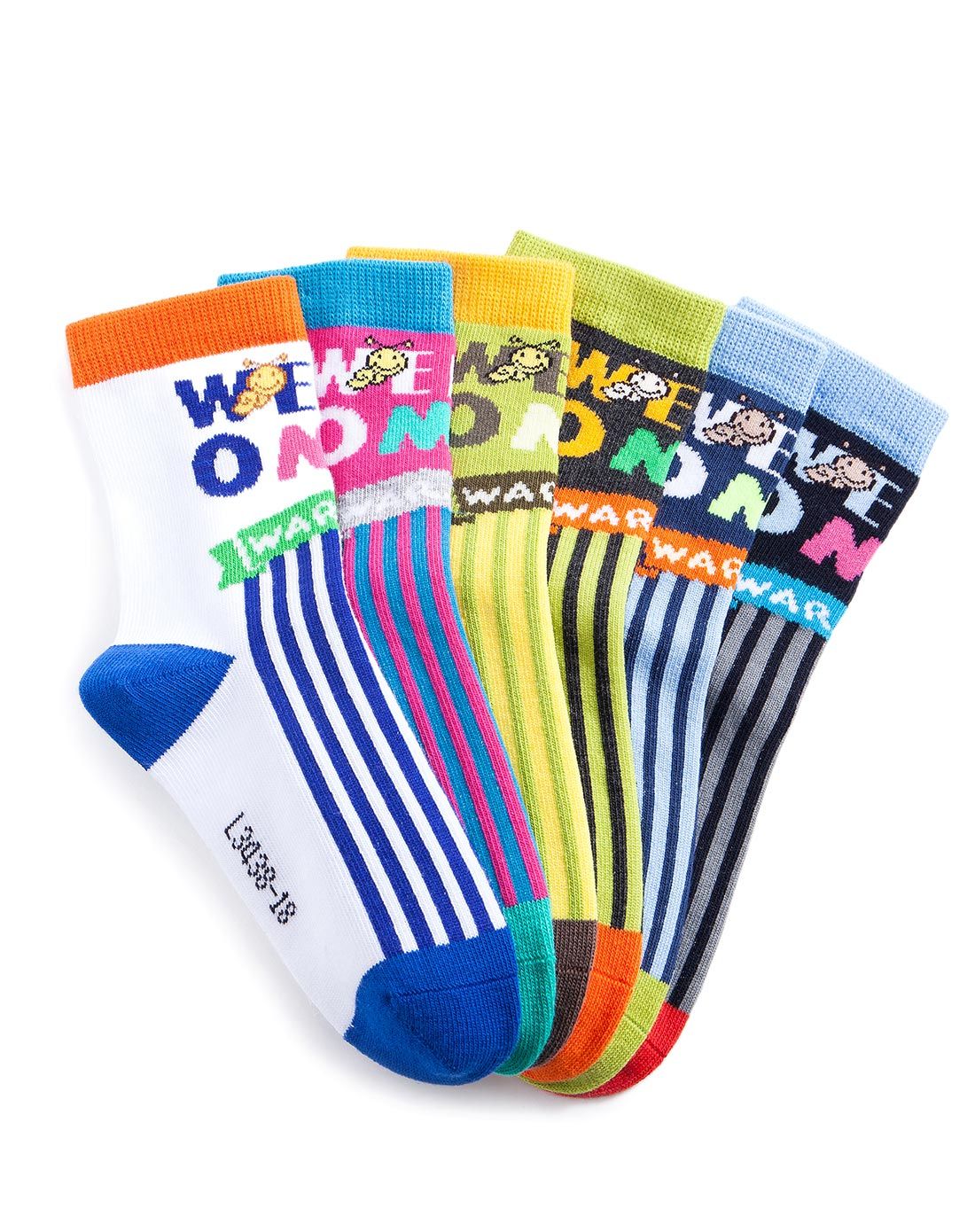 中性混装英文字母短袜6双装