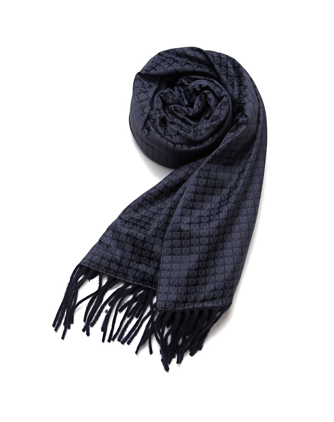 藏蓝色印纹大气百搭围巾