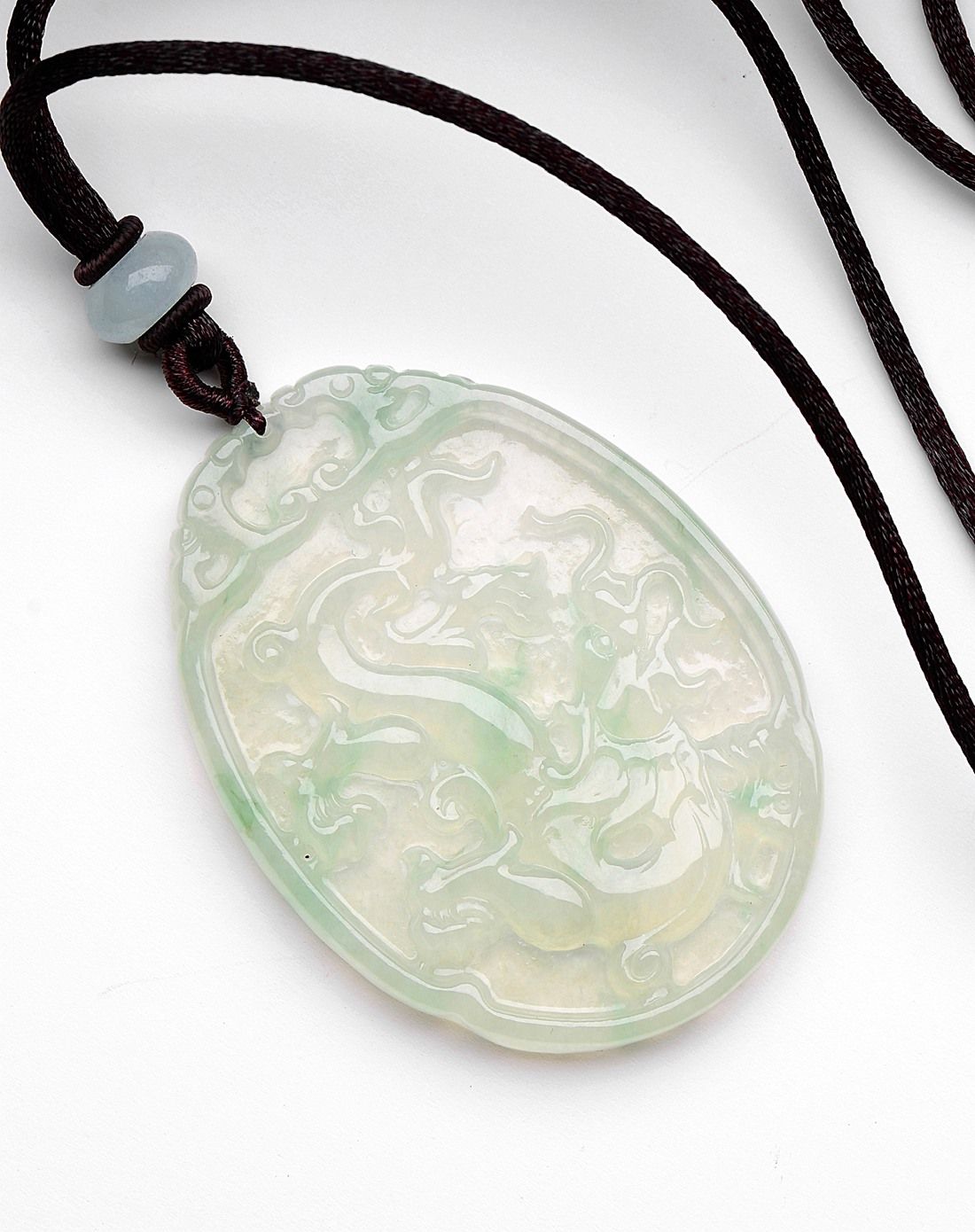 天然a货冰糯种水润飞龙在天翡翠图腾挂件