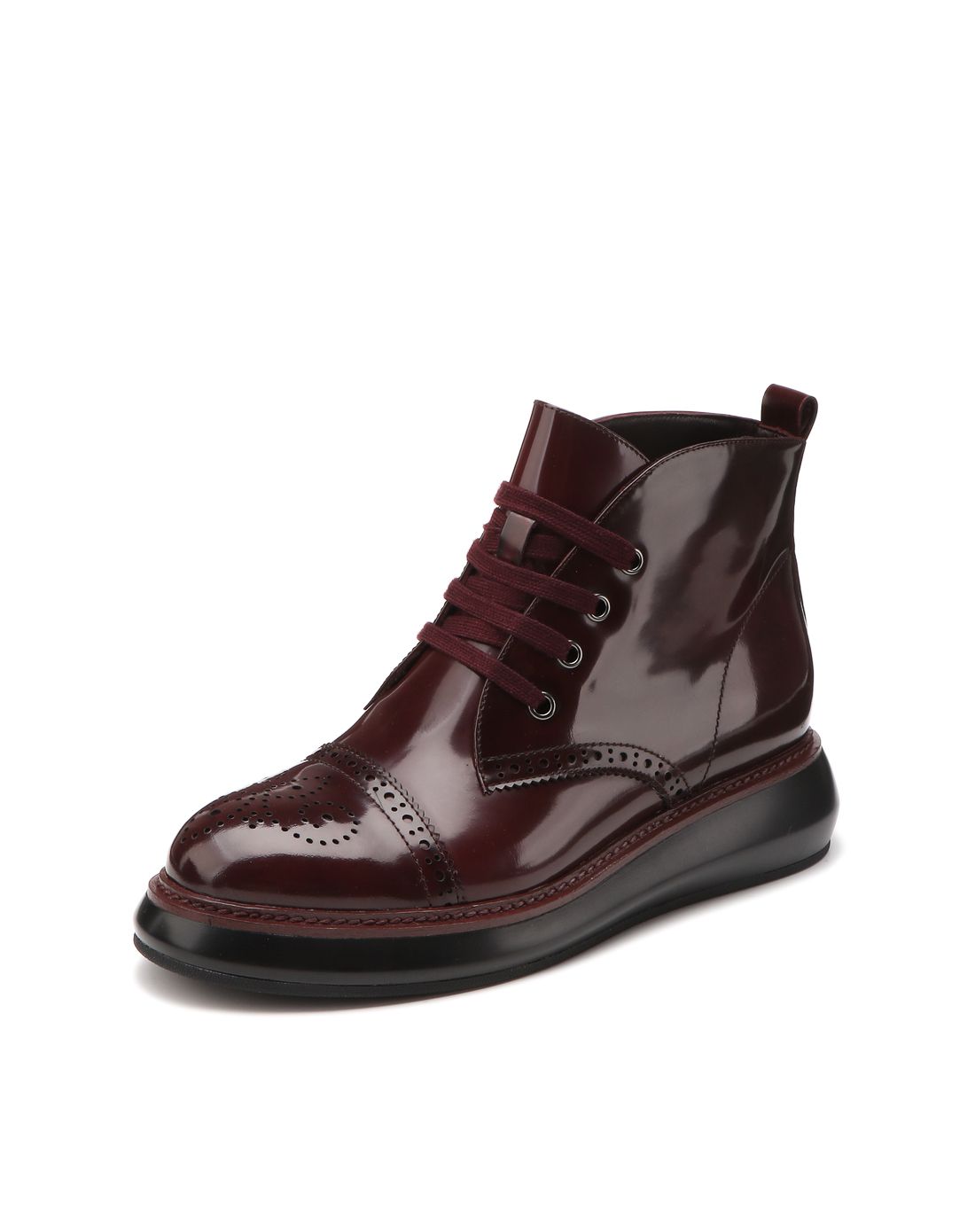 哥弟 时尚牛皮(开边珠)女式靴子酒红