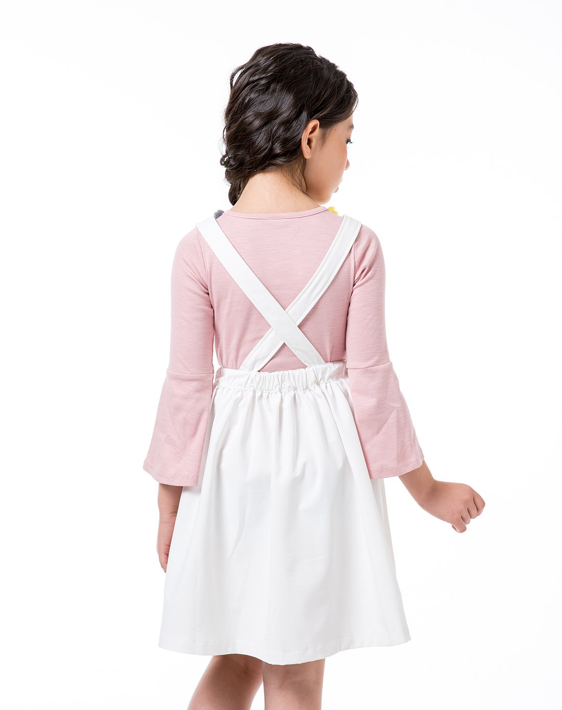 女童双排扣背带裙