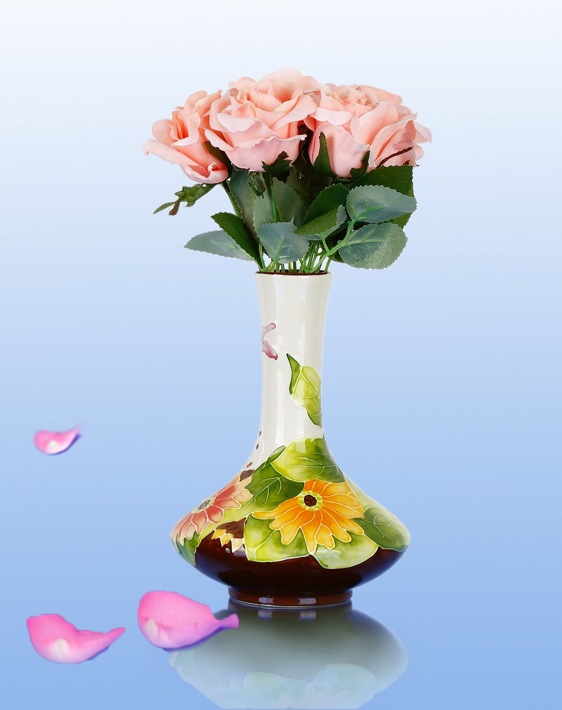 欧美设计师经典作品田园张扬太阳花长颈花瓶