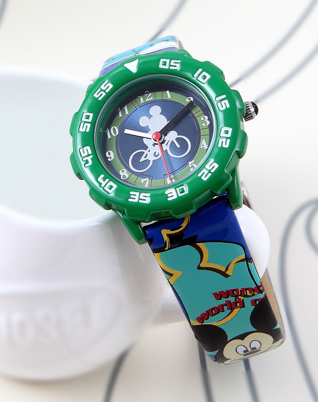 迪士尼disney时尚手表专场 儿童米奇转动表盘彩色表带手表