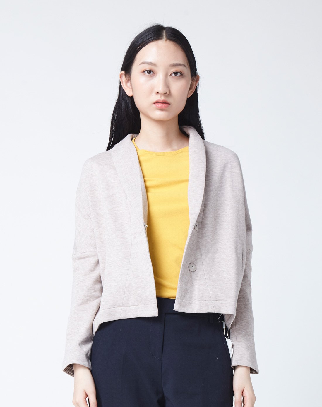 一嘉e 女装专场 青果领蝙蝠袖小外套