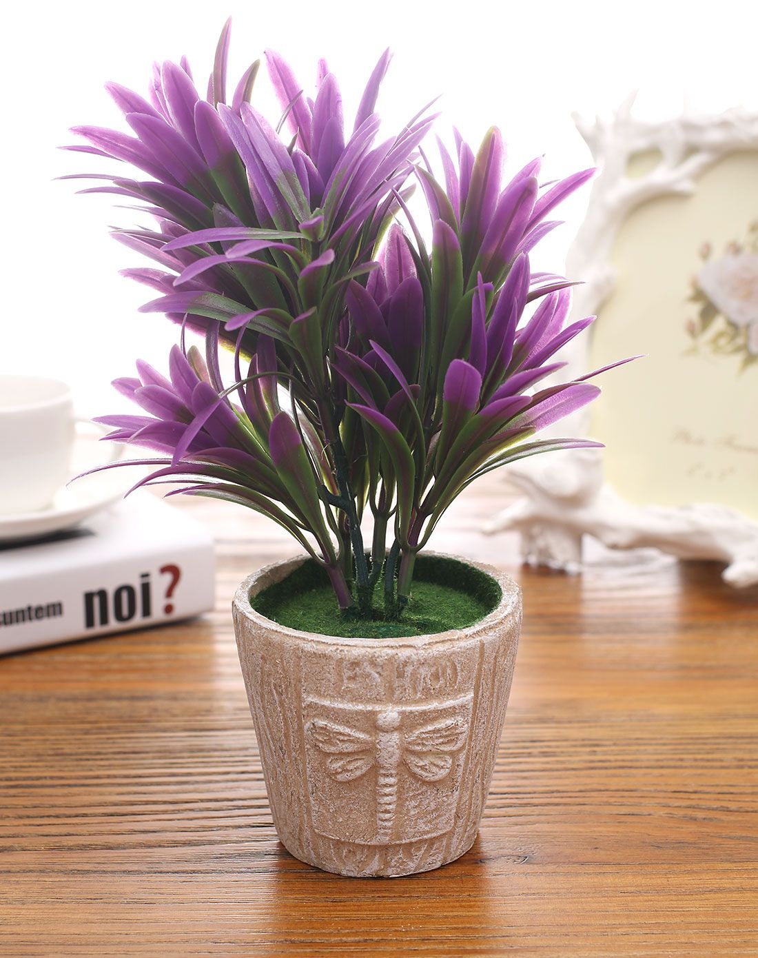 jm高仿真紫色罗汉草办公居家盆景摆件