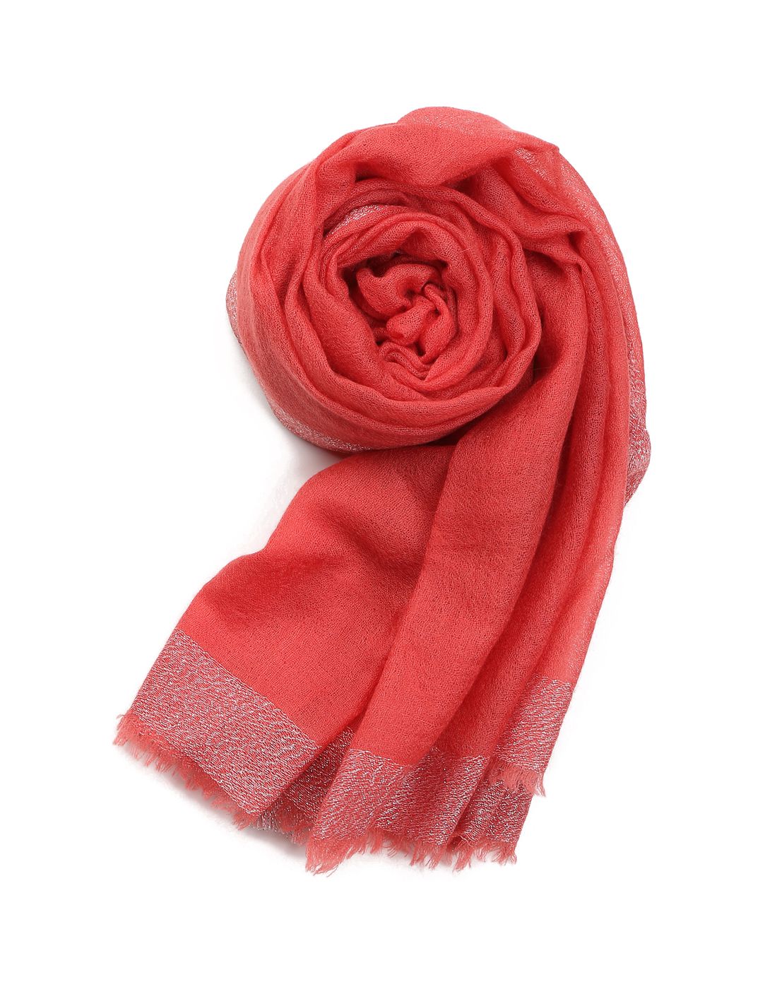 阿丹娜暗红色个性百搭羊绒围巾