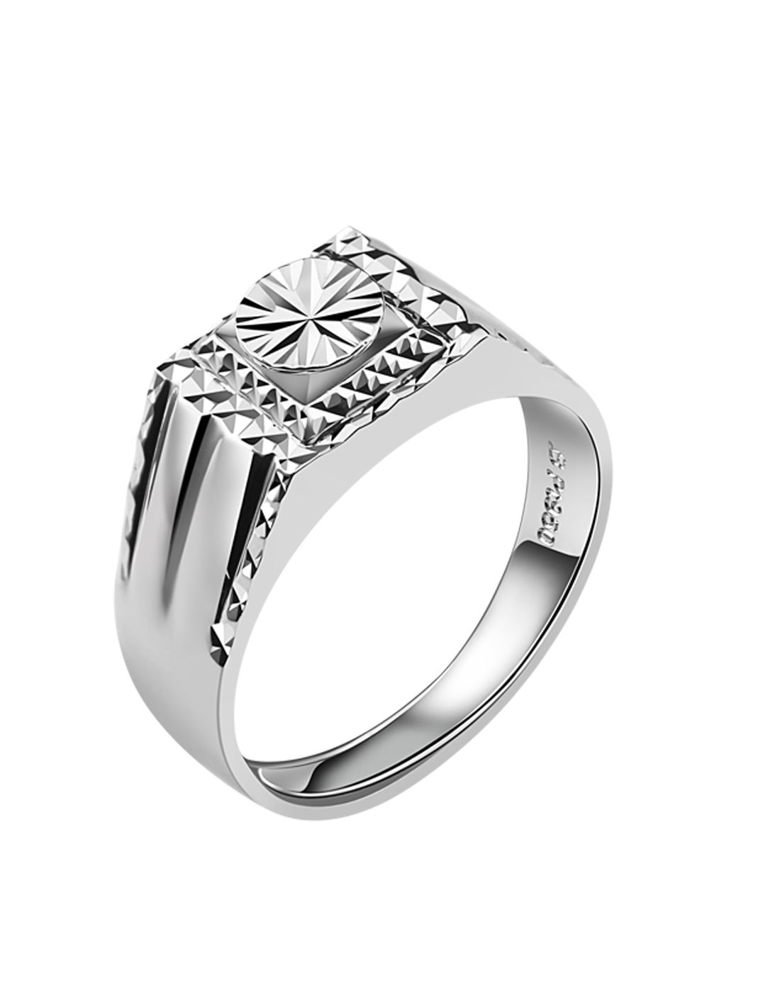 宝亨达 铂金pt950简约大气方形男戒 简约男士(开口可调节指圈大小)