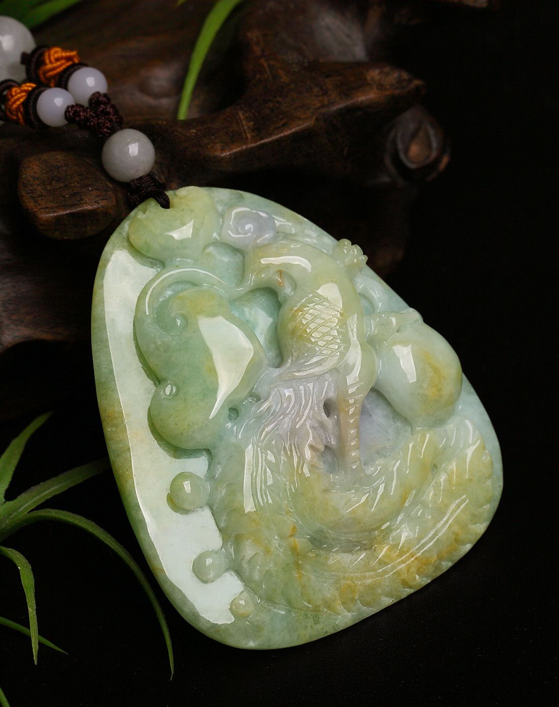 天然a货飘黄翡翠厚庄凤牌吊坠(绳编赠链)v604b-fc20160119-091_唯品会