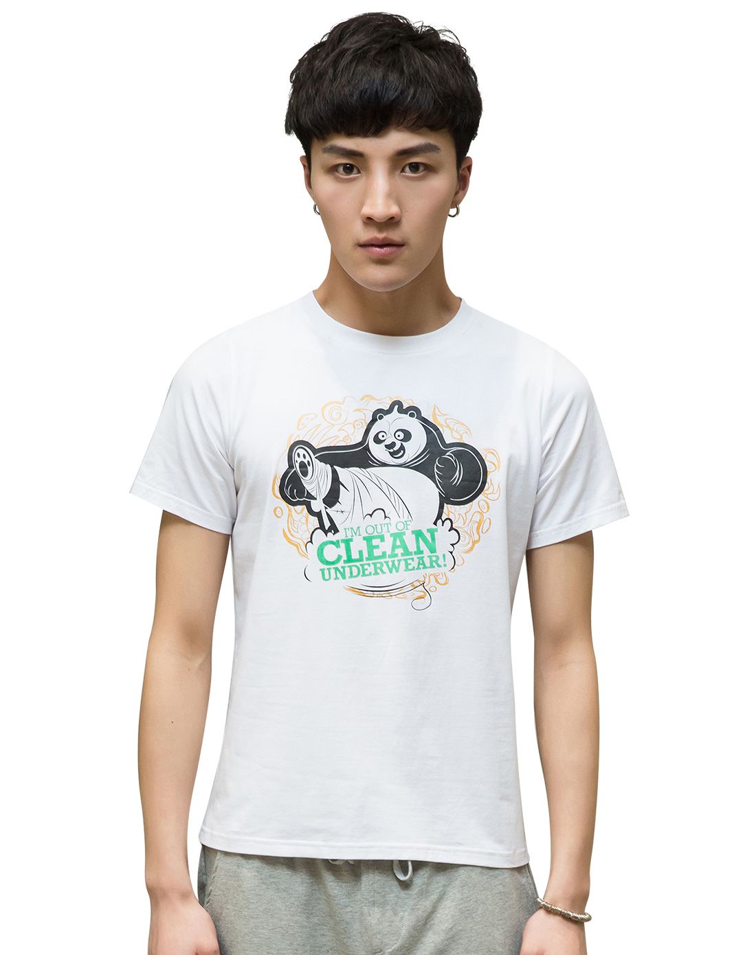 功夫熊猫kung fu panda 潮流服装季末特惠专场卡通潮流 男款白色圆领