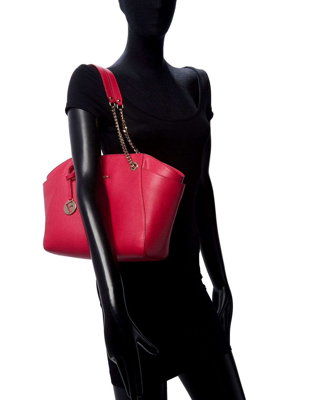 > furla julia 中号桃红色单肩包