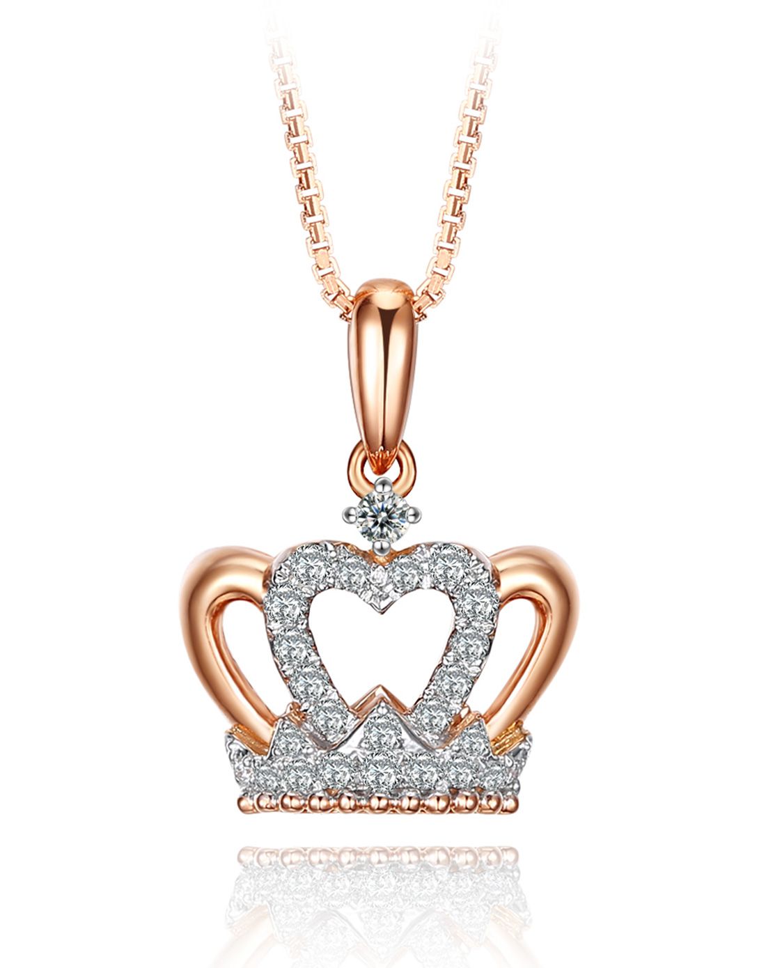 谢瑞麟 18k金钻石皇冠创意吊坠