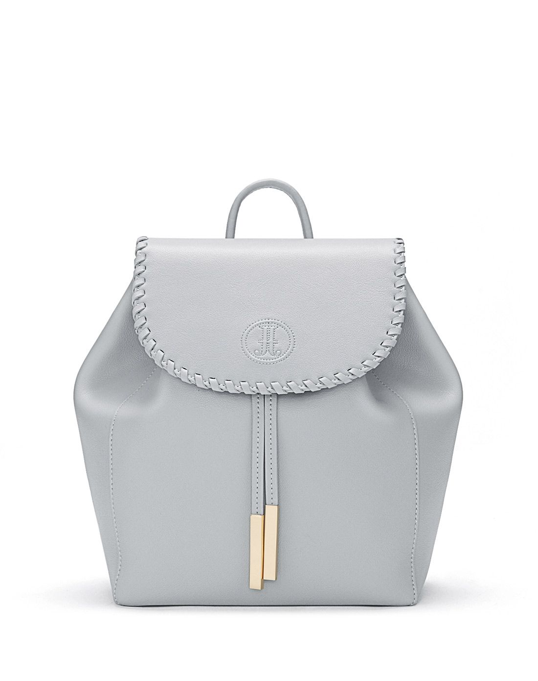 牛皮经典编织双肩包丁香灰