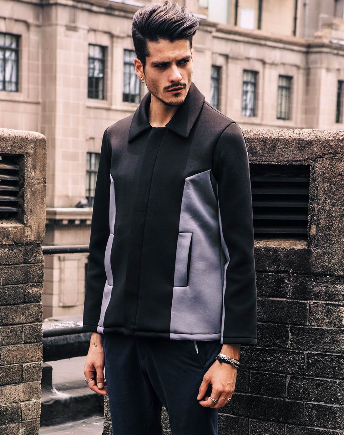 viishow男装移动端专场黑色 街头撞色现代夹克j14375301_唯品会