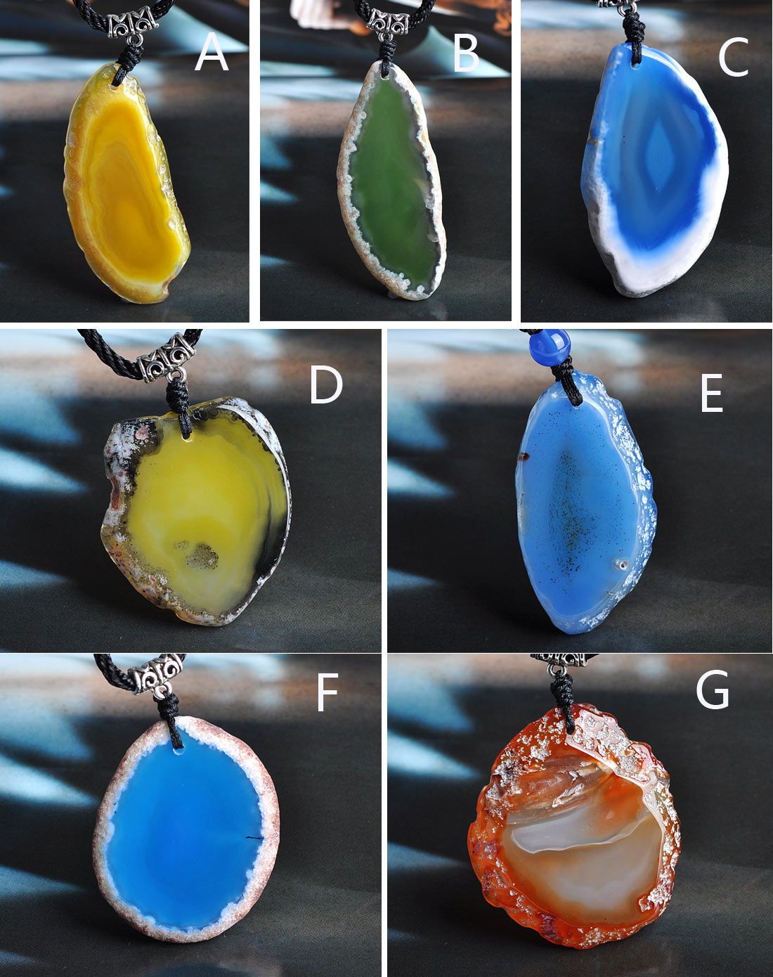 天然七彩玛瑙吊坠