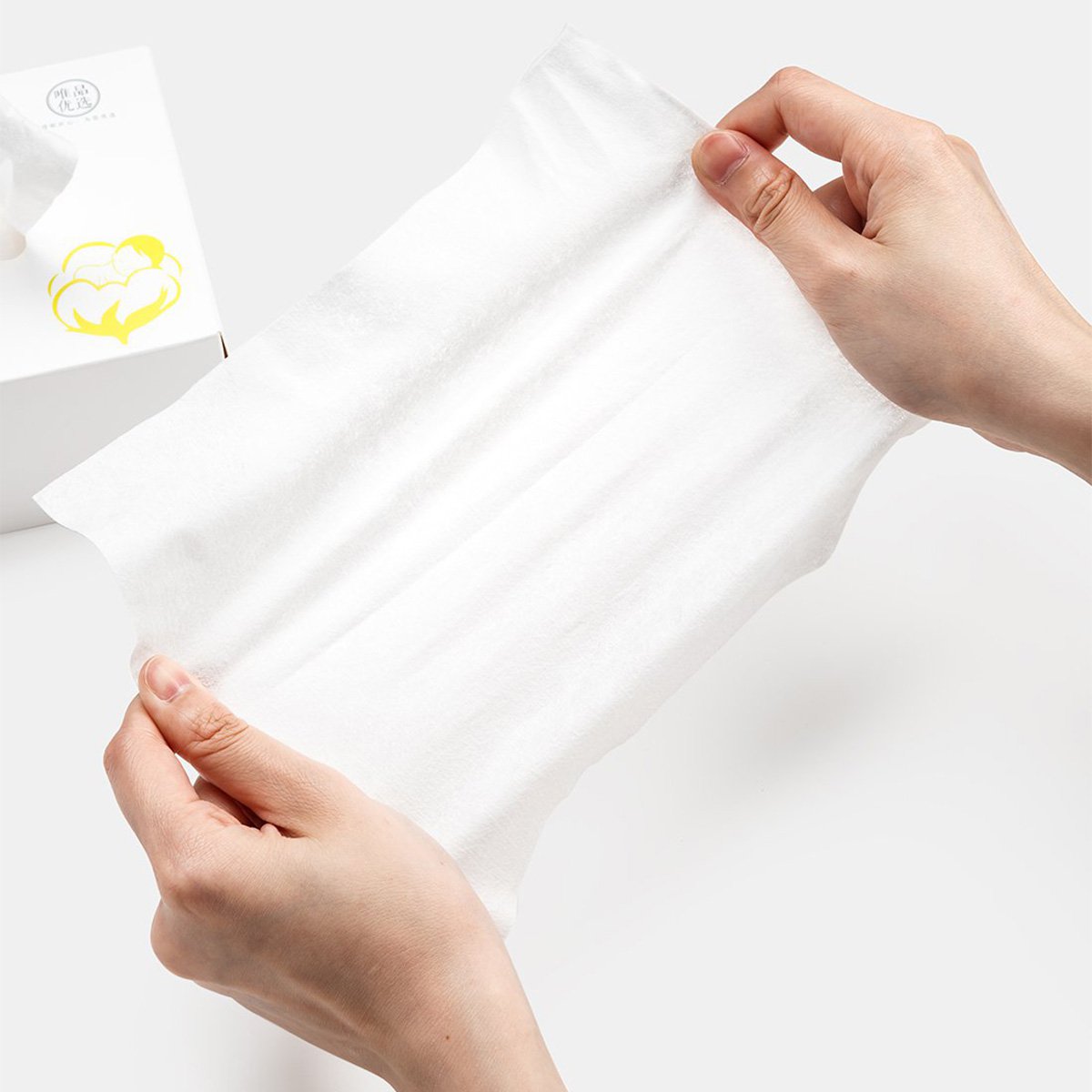 家庭装100片/盒 20*20cm亲肤平纹全棉婴儿干湿两用 洗脸巾棉柔巾