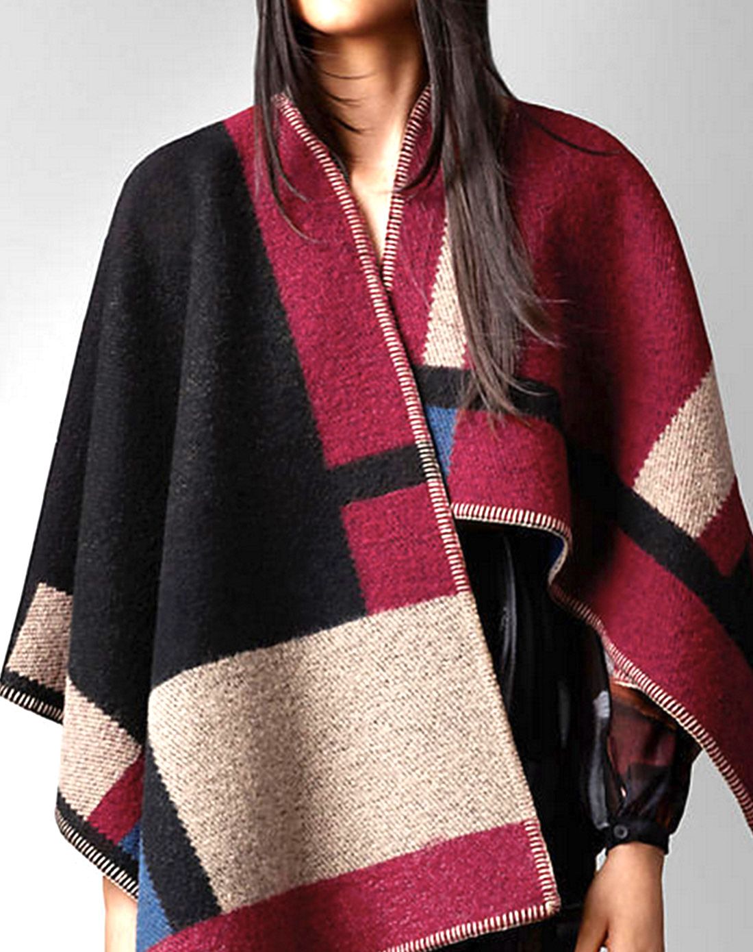 > burberry 羊毛披肩 - 彩色绣字披肩