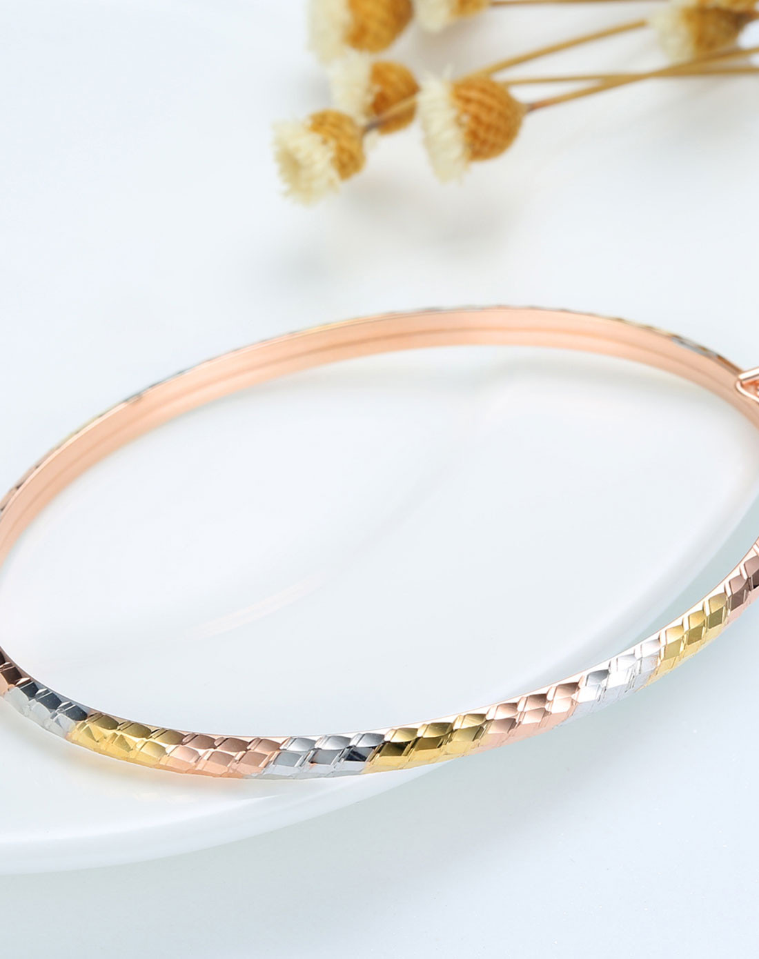 tsl 18k金三色潮流彩金手镯