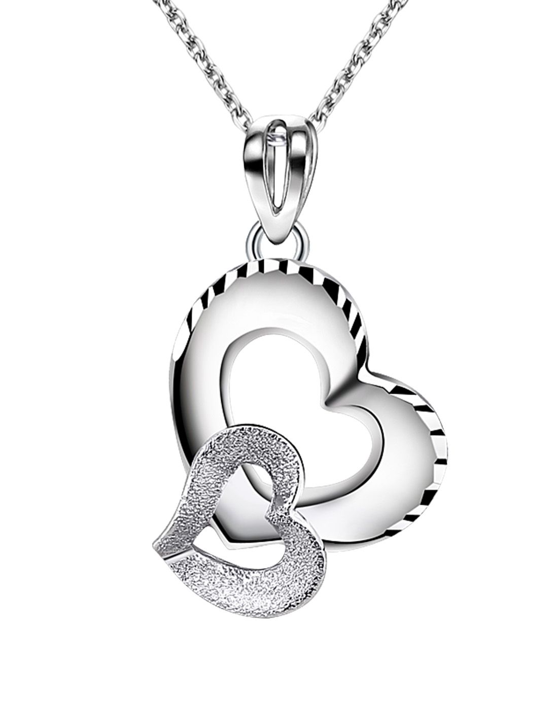 铂金pt950优雅气质心心相印吊坠(不含项链)