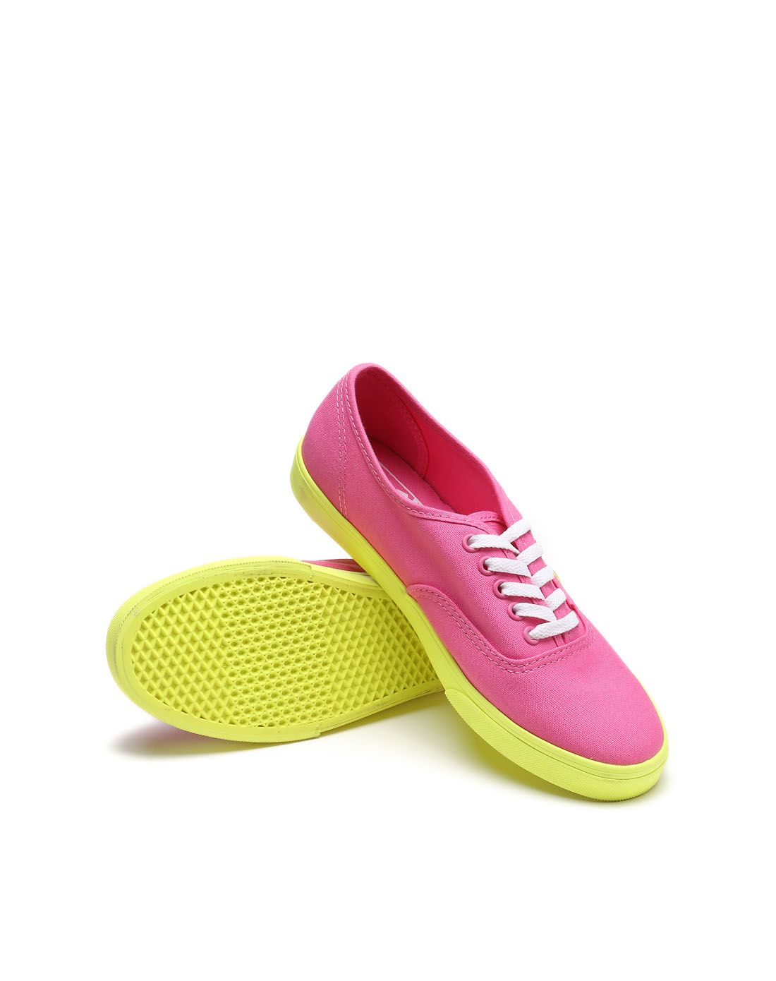 范斯 撞色个性 中性款粉配黄色休闲鞋