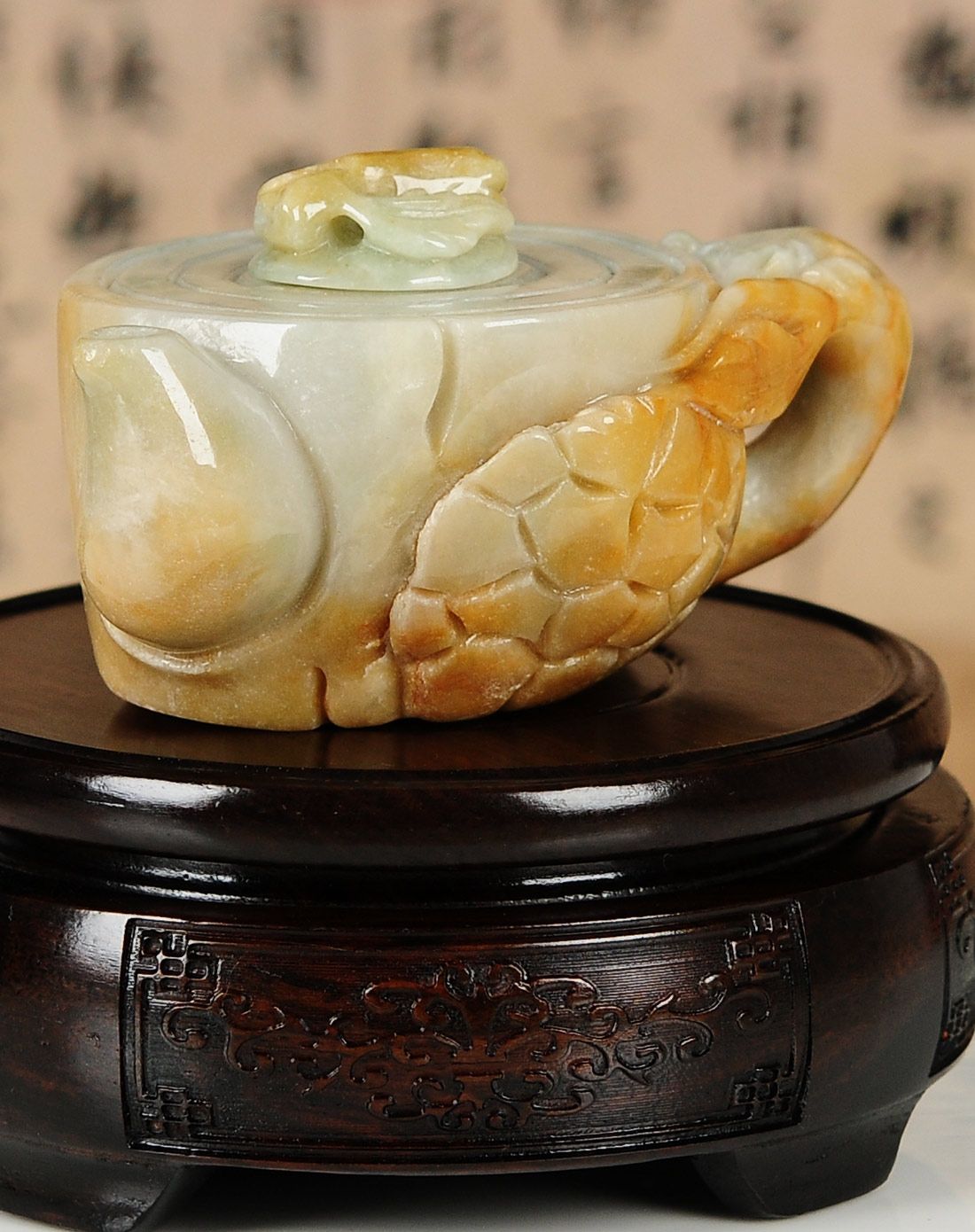 翡翠玉雕银杏供春壶黄翡树桩茶壶摆件